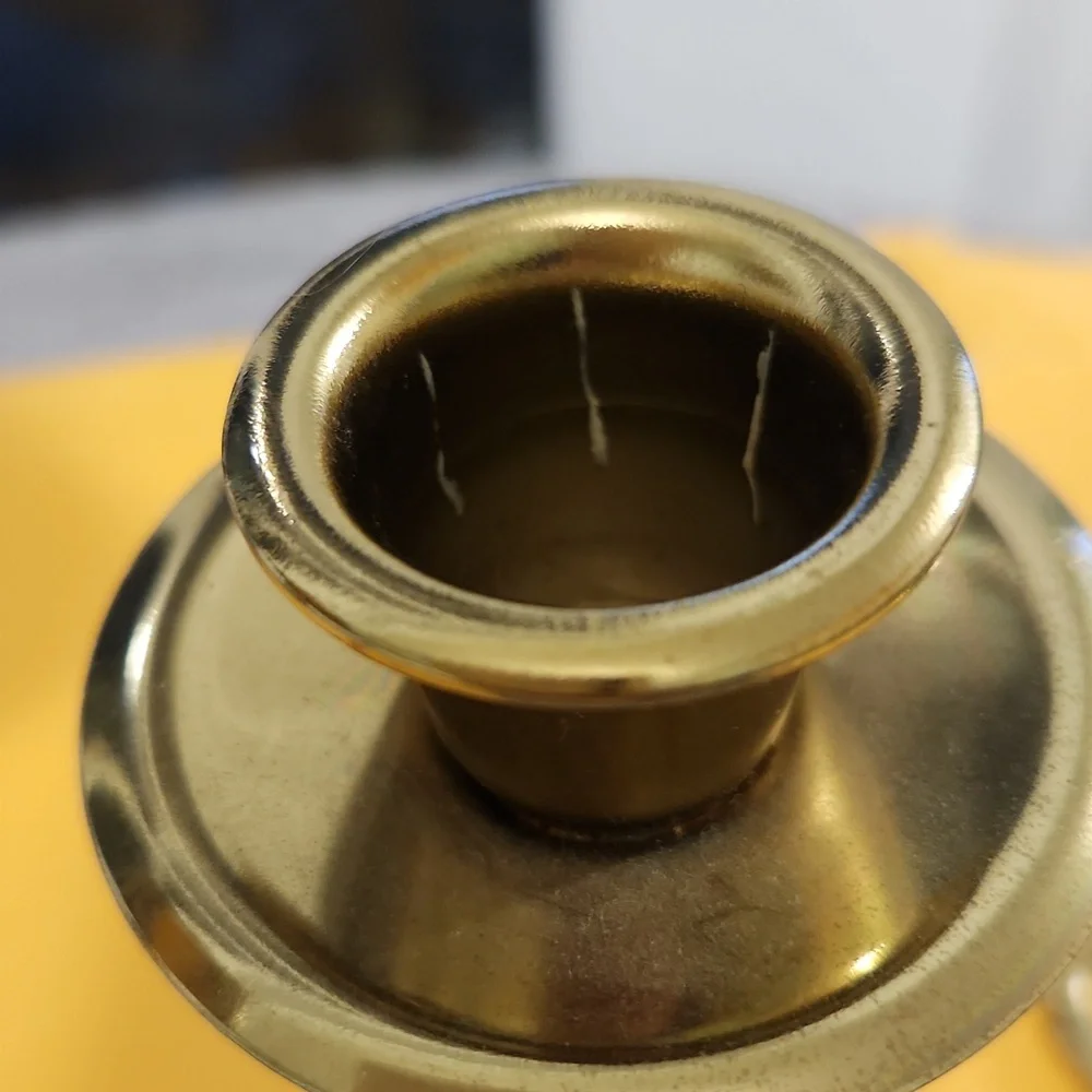 3 Arm Candelabra Brass Tone Candle Holder - Picture 6 of 6